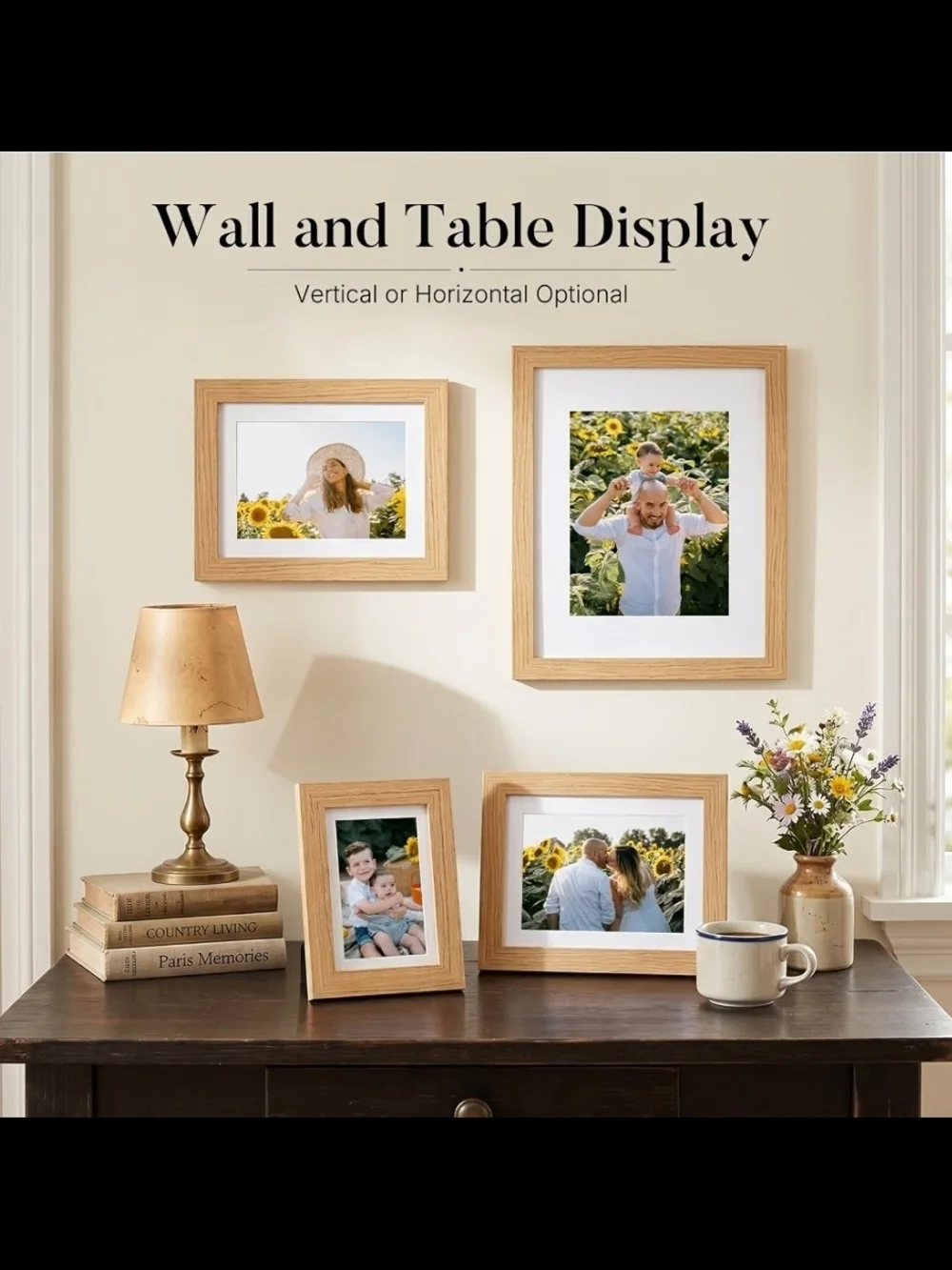 Natural Oak Solid Wooden 4x6 Picture Frames W. Tempered Glass | Set of 3 | NEW |